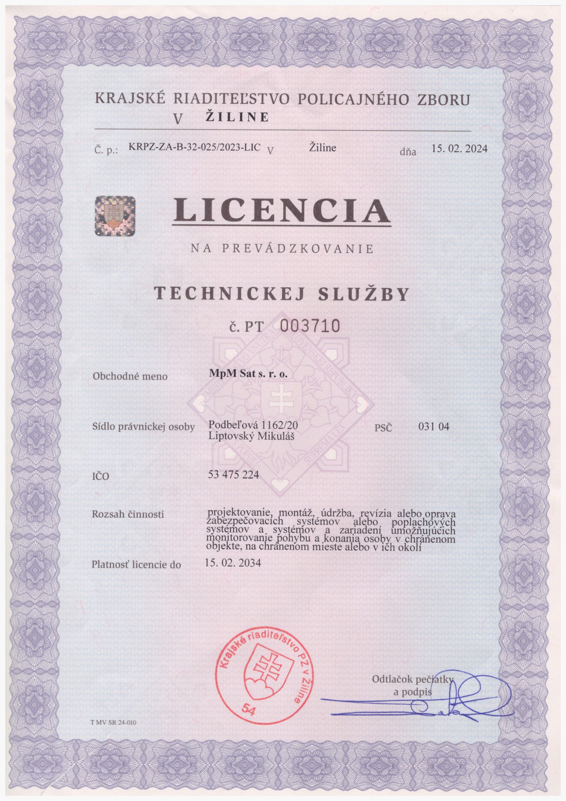 Tech. licencia